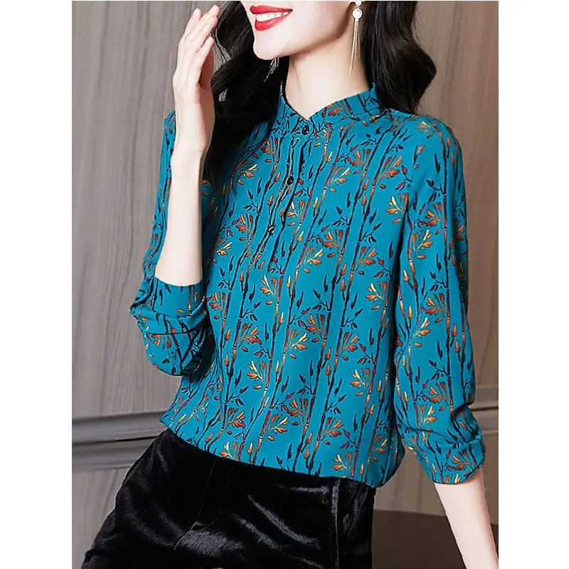 Floral shirt female summer Europe trendy design fashion vast wife professional temperament OL chiffon long sleeve blouse shirt
Floral shirt female summer Europe trendy design fashion vast wife professional temperament OL chiffon long sleeve blouse shirt