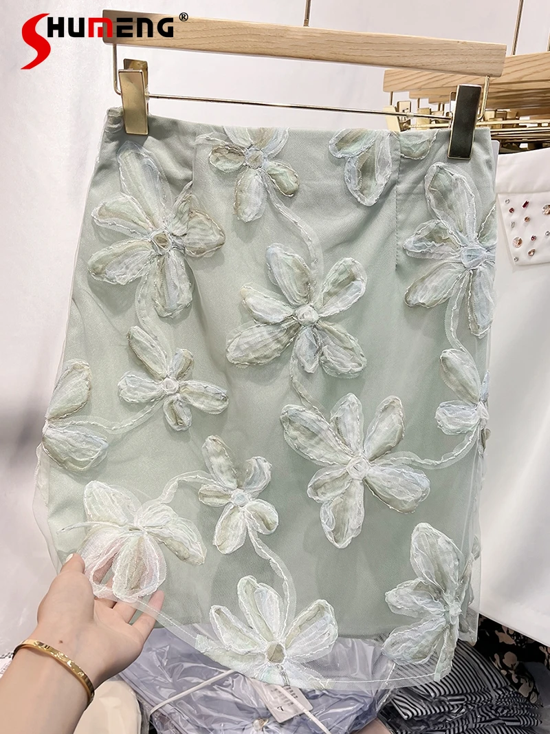 2022 New Slim Fit Slimming Pure Color Mesh 3D Flower Stitching High Waist Skirt Women's Summer Thin Mid-length Skirt Faldas 
2022 New Slim Fit Slimming Pure Color Mesh 3D Flower Stitching High Waist Skirt Women's Summer Thin Mid-length Skirt Faldas