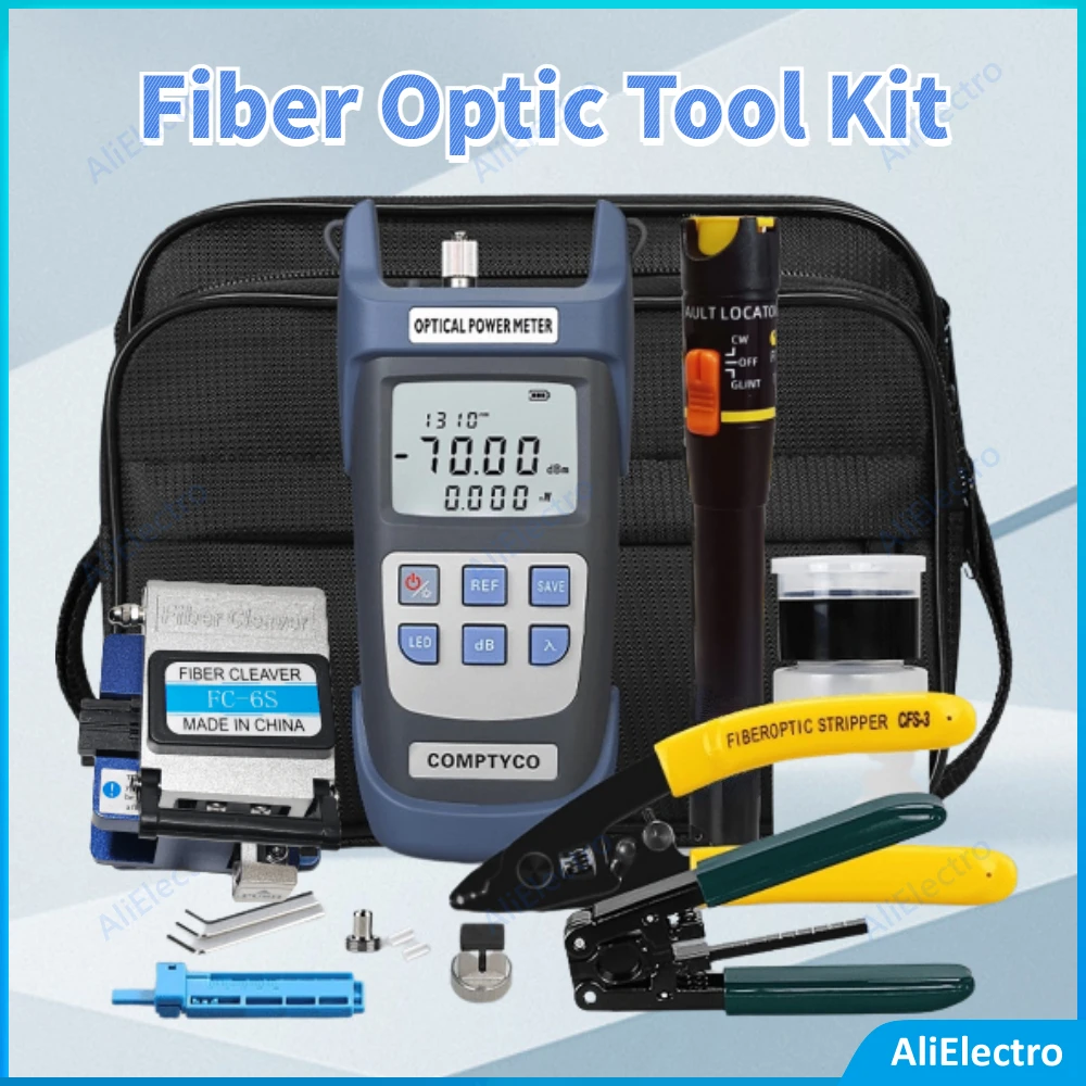 

Fiber Optic Tool Kit Fiber FC-6S Cleaver -70~+10dBm Optical Power Meter 10mw Visual Fault Locator Vfl OPM Stripper Free Shipping