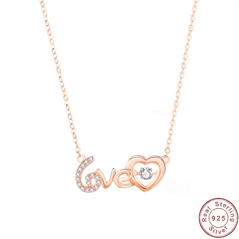 European Letter LOVE 925 Sterling Silver Necklace AAA CZ Rose Gold Clavicle Chain Pendant For Women Birthday Gift Jewelry+box
European Letter LOVE 925 Sterling Silver Necklace AAA CZ Rose Gold Clavicle Chain Pendant For Women Birthday Gift Jewelry+box