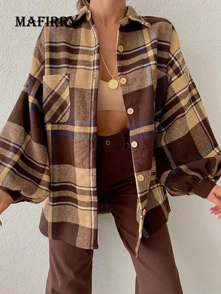 Lady Harajuku Plaid Print Autumn Winter Coats Women Patchwork Pocket Button Outerwear Casual Loose Turn Down Collar Jackets Coat
Lady Harajuku Plaid Print Autumn Winter Coats Women Patchwork Pocket Button Outerwear Casual Loose Turn Down Collar Jackets Coat