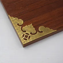 Antique Corner Protector Decorative Decorative Corners for Furniture Chinese Pure Copper Cabinet Brackets Metal Crafts Hardware