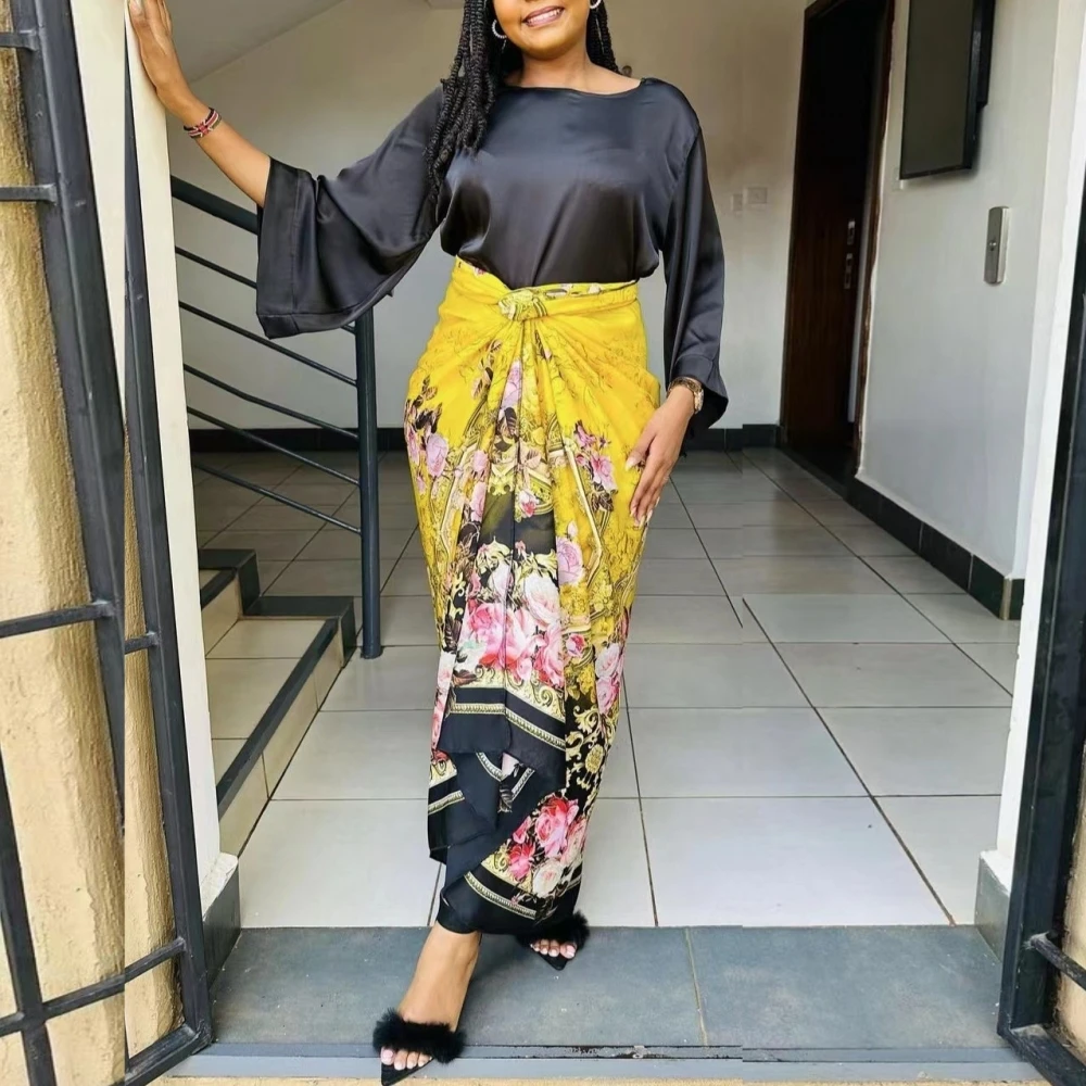Summer Fashion Elegant Two Piece Set African Women Casual Loose Flare Sleeve Tshirt Lace-up Print Skirt Two Piece Set Women
Summer Fashion Elegant Two Piece Set African Women Casual Loose Flare Sleeve Tshirt Lace-up Print Skirt Two Piece Set Women