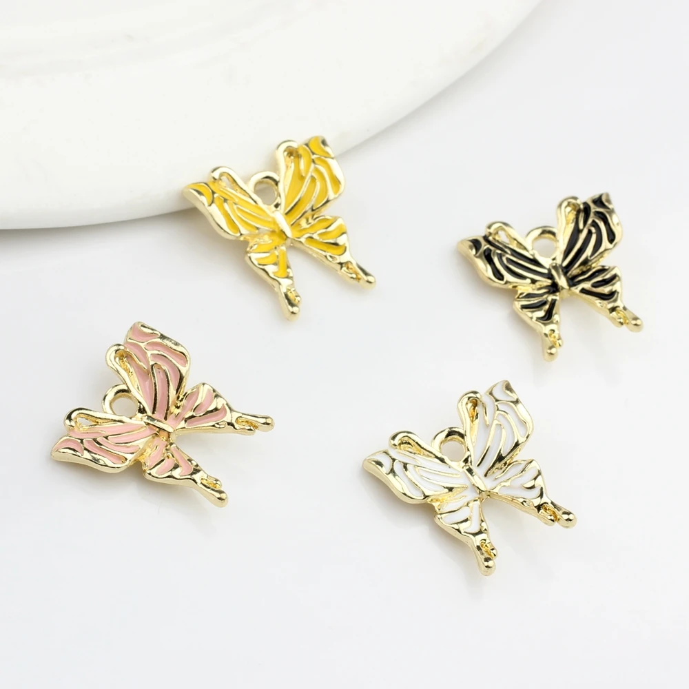 

Очаровательные бабочки из цинкового сплава с цветной эмалью, 10 шт./лот, фурнитура «сделай сам» для изготовления модных ювелирных изделий