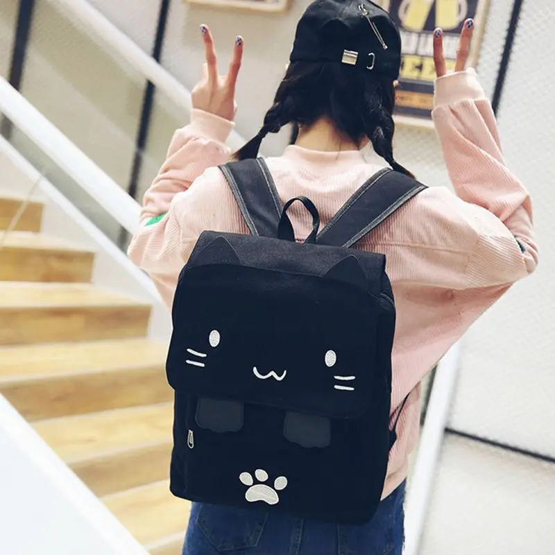 fashion Cute Cat Embroidery Canvas Student bag Cartoons Women Backpack Leisure School bag black&white
fashion Cute Cat Embroidery Canvas Student bag Cartoons Women Backpack Leisure School bag black&white