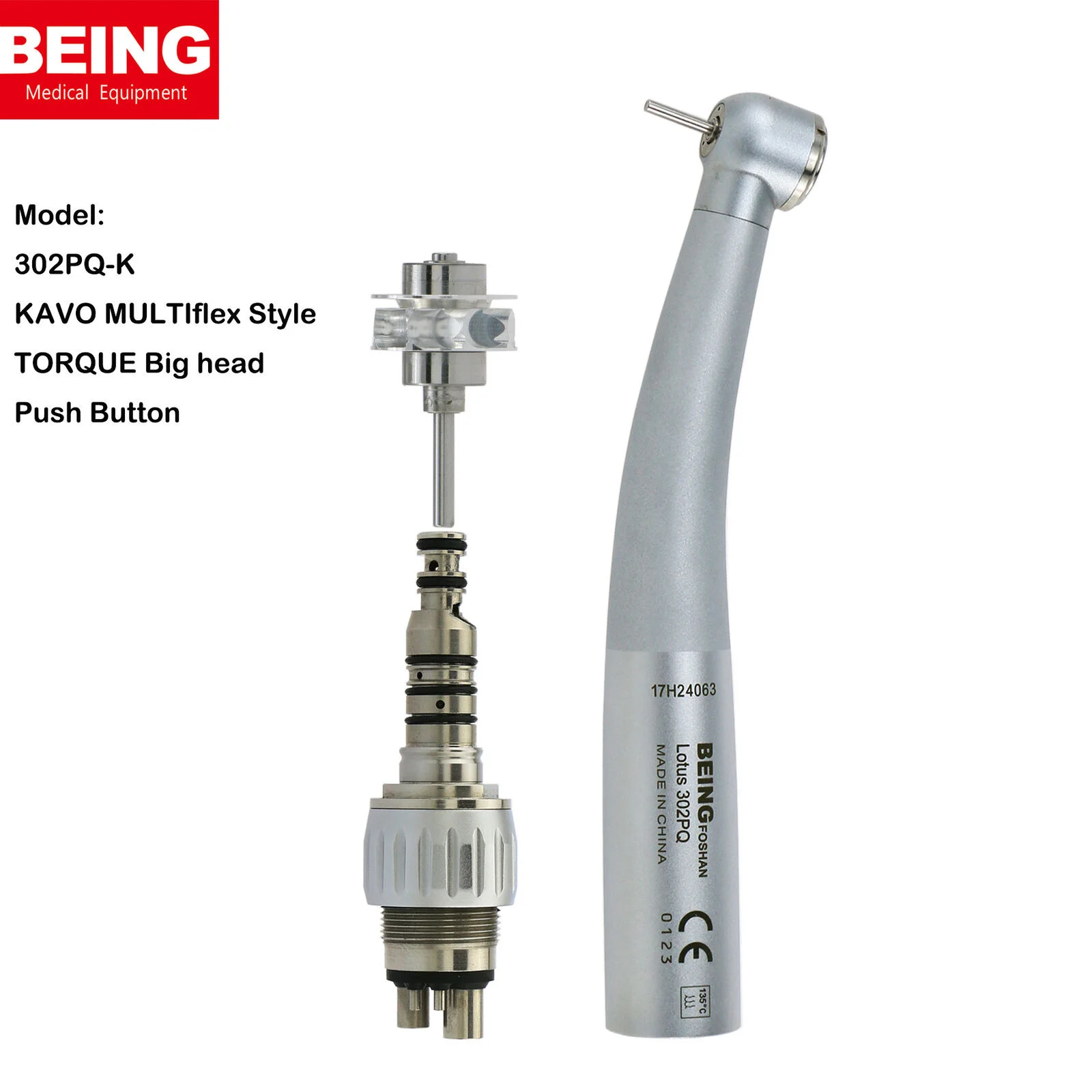 BEING Dental High Speed Turbine Handpiece Big Torque Head Push Button 4Holes Coupling fit KAVO MULTIflex
BEING Dental High Speed Turbine Handpiece Big Torque Head Push Button 4Holes Coupling fit KAVO MULTIflex