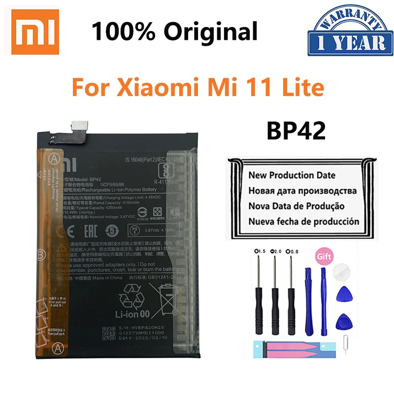 100% Оригинальный телефонный аккумулятор BP42 4250 мАч для Xiaomi Mi 11 Lite Mi11 11Lite мобильный телефон, сменные батареи, батарея
100% Оригинальный телефонный аккумулятор BP42 4250 мАч для Xiaomi Mi 11 Lite Mi11 11Lite мобильный телефон, сменные батареи, батарея