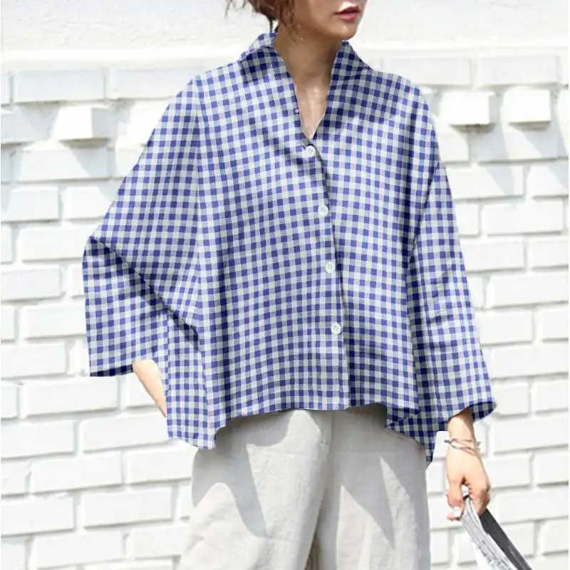 VONDA Ladies Long Sleeve Blouse Women Lapel Collar Button Up Vintage Plaid Shirts Retro Baggy Blusa Loose Tops Oversized Blusas
VONDA Ladies Long Sleeve Blouse Women Lapel Collar Button Up Vintage Plaid Shirts Retro Baggy Blusa Loose Tops Oversized Blusas