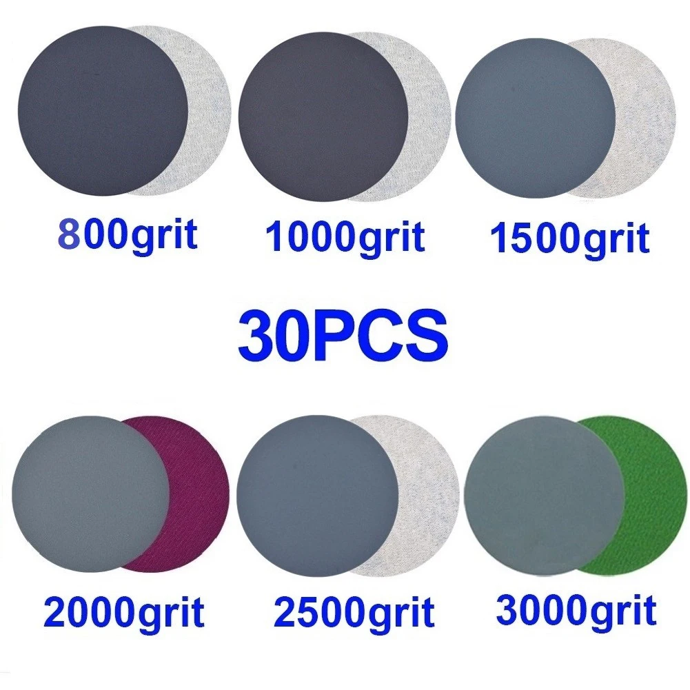 30 Pcs 5inch Sanding Disc Sandpaper 800/1000/1500/2000/2500/3000 Grit Hook & Loop Wet And Dry Sander Polishing Tools Parts
30 Pcs 5inch Sanding Disc Sandpaper 800/1000/1500/2000/2500/3000 Grit Hook & Loop Wet And Dry Sander Polishing Tools Parts