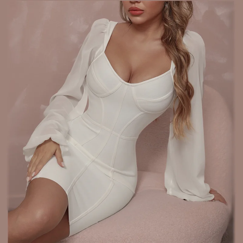 Chic And Elegant Woman Dress Bodycon Deep V-neck White Dress Slim Simple Temperament Wedding Cocktail Dress Bridesmaid Dress
Chic And Elegant Woman Dress Bodycon Deep V-neck White Dress Slim Simple Temperament Wedding Cocktail Dress Bridesmaid Dress