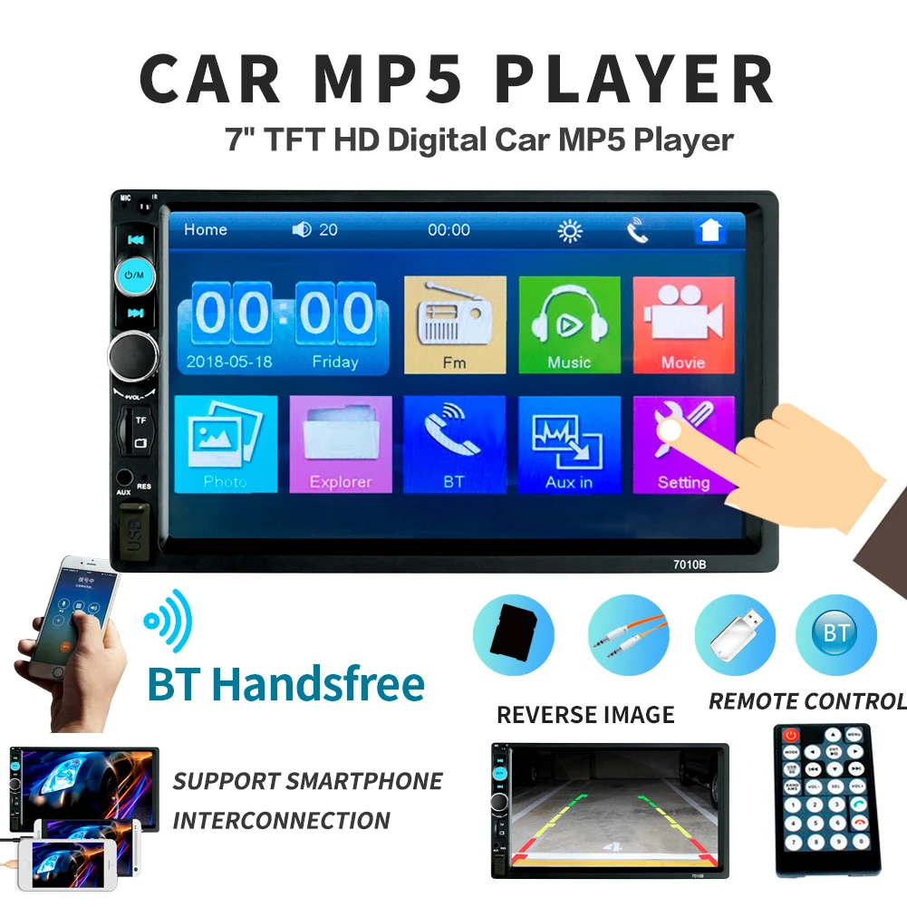 Car Radio HD 7" Touch Screen Stereo Bluetooth 12V 2 Din FM Aux Input Auto MP5 Player SD USB
Car Radio HD 7" Touch Screen Stereo Bluetooth 12V 2 Din FM Aux Input Auto MP5 Player SD USB