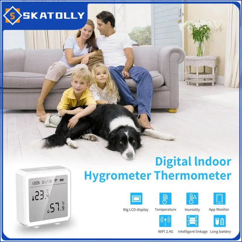 Wireless Wifi Hygrometer Voice Control Thermometer Detector Long Battery Life Smart Life Lcd Screen Google Assistant.
Wireless Wifi Hygrometer Voice Control Thermometer Detector Long Battery Life Smart Life Lcd Screen Google Assistant.