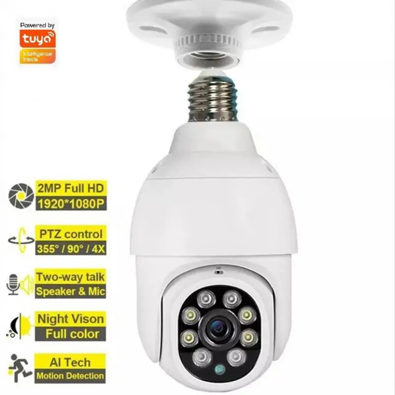 Hot Tuya Wifi PTZ IP Camera E27 Cartridge Outdoor Wireless 1080P HD Security Dome Camera IR Night Vision LED Full Color Camera
Hot Tuya Wifi PTZ IP Camera E27 Cartridge Outdoor Wireless 1080P HD Security Dome Camera IR Night Vision LED Full Color Camera