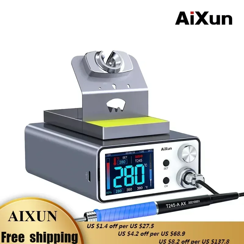 AIXUN T3AS 200W Soldering Station With Electreic Soldering Iron T245 Handle For Mobile Phone SMD BGA Repair Tools
AIXUN T3AS 200W Soldering Station With Electreic Soldering Iron T245 Handle For Mobile Phone SMD BGA Repair Tools