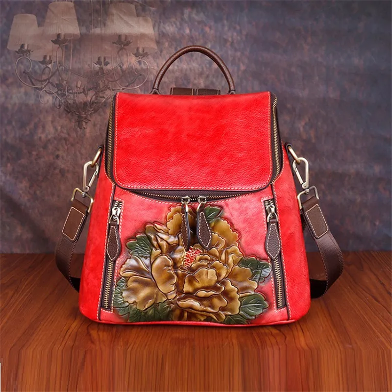 Floral Pattern Genuine Leather Backpack Women Handmade Embossed Vintage Bag Chinese Style Retro Ladies Cowhide Backpack
Floral Pattern Genuine Leather Backpack Women Handmade Embossed Vintage Bag Chinese Style Retro Ladies Cowhide Backpack