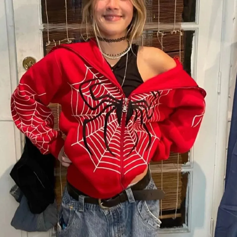 Spider web Red hoodie sweatshirt zipper Harajuku punk grunge y2k clothing Hip hop streetwear Hoody vintage club sweater top size
Spider web Red hoodie sweatshirt zipper Harajuku punk grunge y2k clothing Hip hop streetwear Hoody vintage club sweater top size