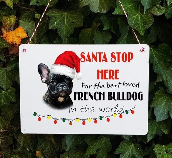 Artistic tinplate painting French Bulldog Santa stop here Christmas Xmas metal sign
Artistic tinplate painting French Bulldog Santa stop here Christmas Xmas metal sign
