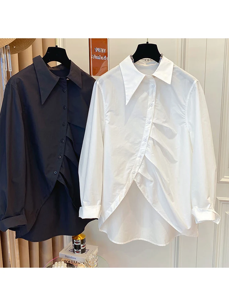 French Style Fashion Woman Blouses 2022 Autumn New Chic Asymmetry Collar Shirt Women Solid Casual Long Sleeve Top Female Chemise
French Style Fashion Woman Blouses 2022 Autumn New Chic Asymmetry Collar Shirt Women Solid Casual Long Sleeve Top Female Chemise