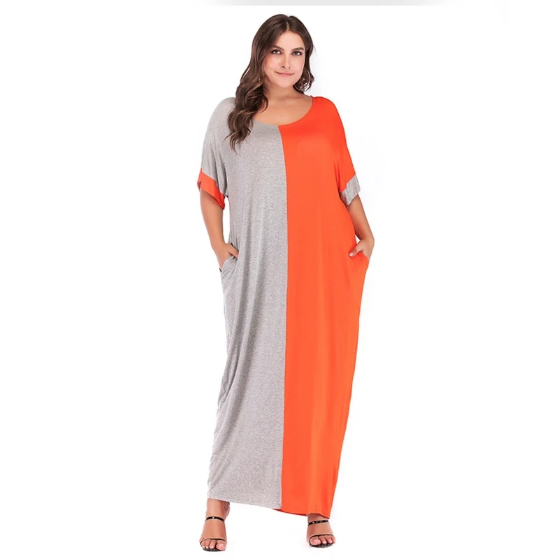 Womens Plus Size Half Sleeve Round Neck Party Maxi Dress Colorblock Stitching Holiday Beach Sundress Long Kaftan Robe
Womens Plus Size Half Sleeve Round Neck Party Maxi Dress Colorblock Stitching Holiday Beach Sundress Long Kaftan Robe