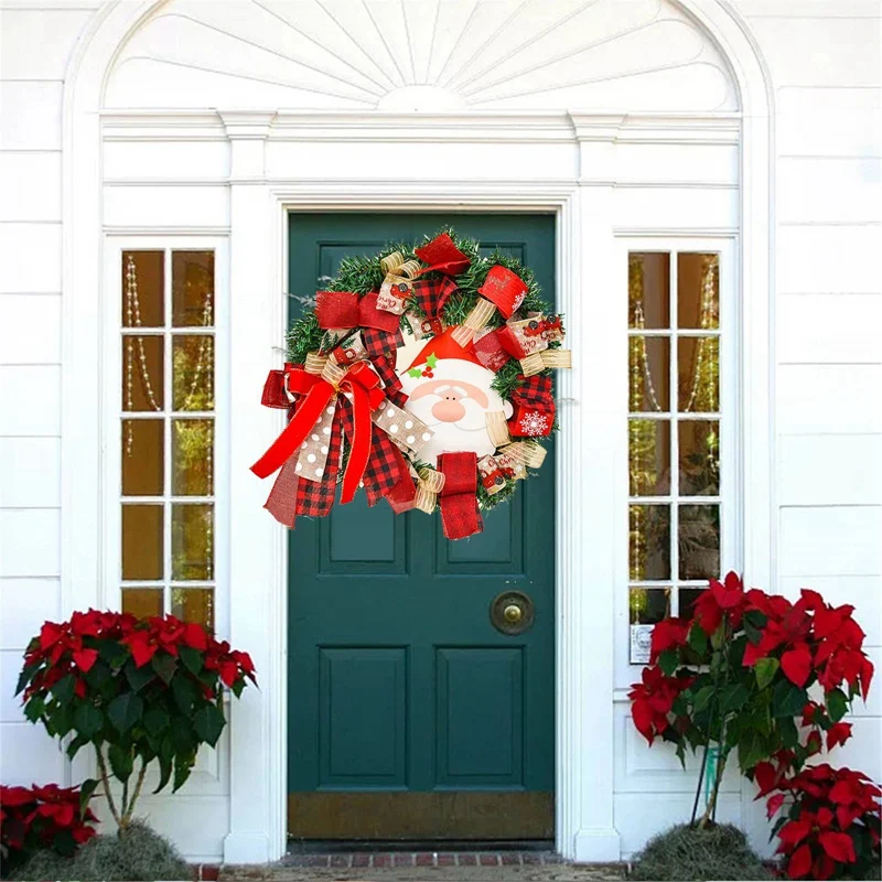 

Рождественский венок для двери, искусственный висячий Рождественский венок, Рождественское украшение для дома, окна, улицы, Рождественское украшение, гирлянда 2023