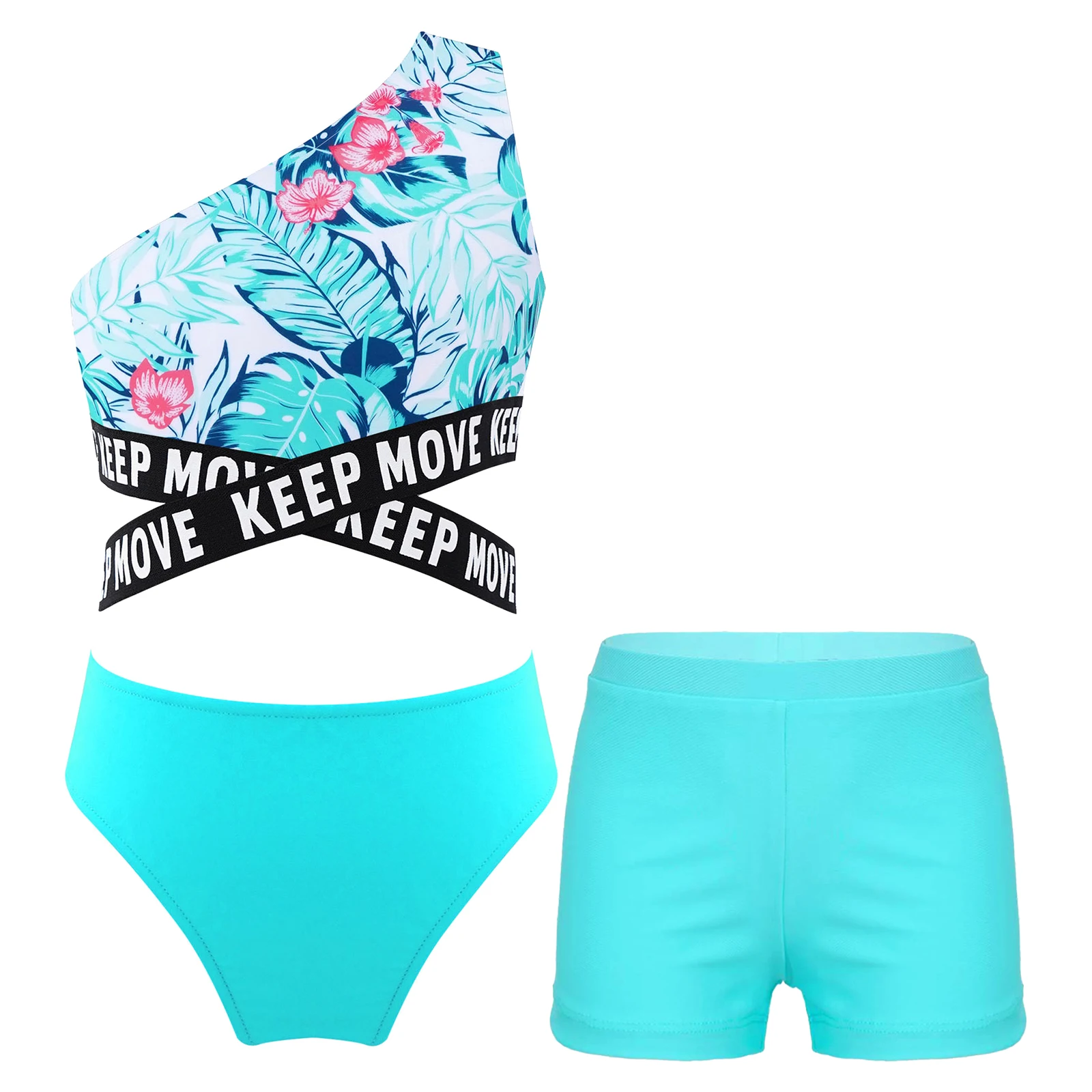 Summer New 3Pcs Kids Girls Swimsuits Swimwear Single Shoulder Strap Printed Crop Top with Briefs And Shorts for Swimming Beach
Summer New 3Pcs Kids Girls Swimsuits Swimwear Single Shoulder Strap Printed Crop Top with Briefs And Shorts for Swimming Beach