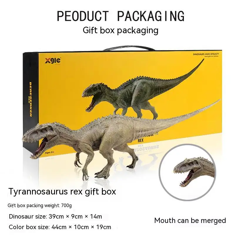 

Игрушка-динозавр в подарочной коробке, модель динозавра из ПВХ, тираннозавр рекс, Реалистичная игрушка с подвижным ртом, детская игрушка