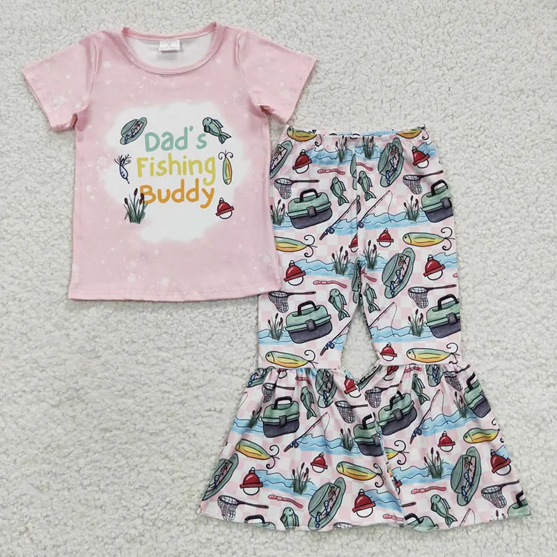 Toddler girls clothing sets daddy fishing print girl's shirt with bell bottom pants two piece outfits for little girl
Toddler girls clothing sets daddy fishing print girl's shirt with bell bottom pants two piece outfits for little girl