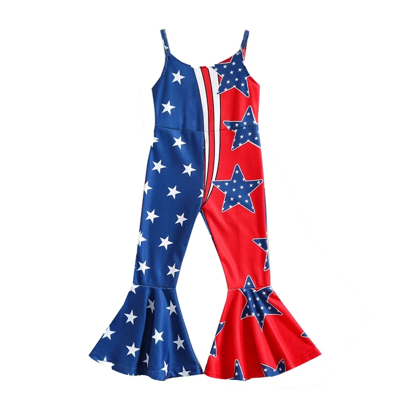 Little Girl\u2019s Casual Suspender Jumpsuit Fashion Independence Day Printed Flared Long Romper
Little Girl\u2019s Casual Suspender Jumpsuit Fashion Independence Day Printed Flared Long Romper