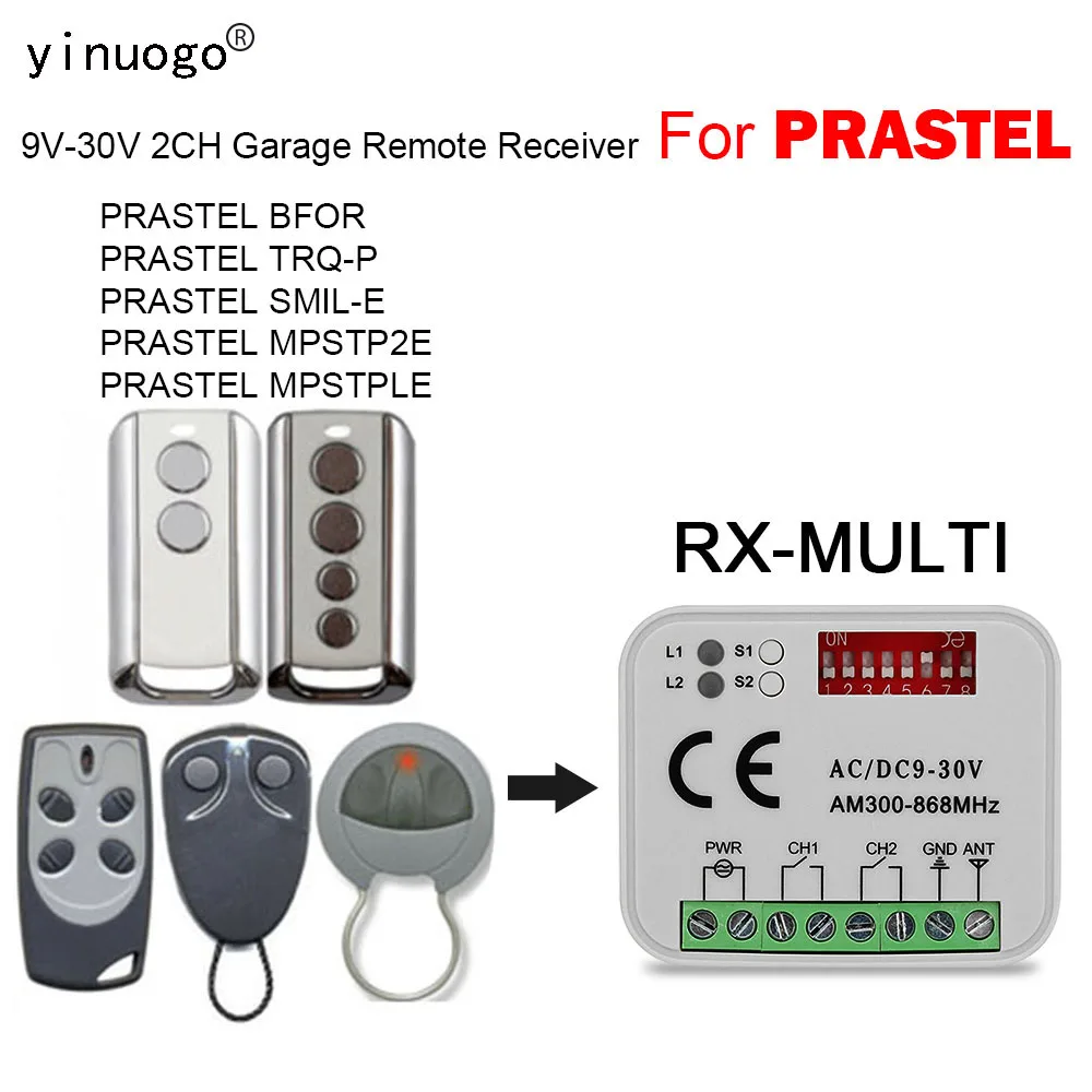Receiver Universal RX-MULTI PRASTEL BFOR TRQ-P SMIL-E MPSTP2E MPSTPLE Remote Control Garage Door Opener 300MHz-868MHz RX-MULTI
Receiver Universal RX-MULTI PRASTEL BFOR TRQ-P SMIL-E MPSTP2E MPSTPLE Remote Control Garage Door Opener 300MHz-868MHz RX-MULTI