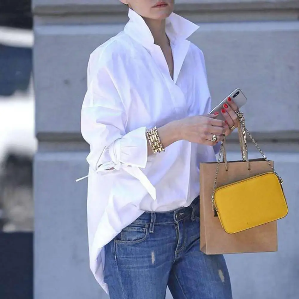 Women Shirt Lapel Lady Shirt Breathable Plus Size Flare Sleeve Blouse for Office Casual Female Clothing
Women Shirt Lapel Lady Shirt Breathable Plus Size Flare Sleeve Blouse for Office Casual Female Clothing