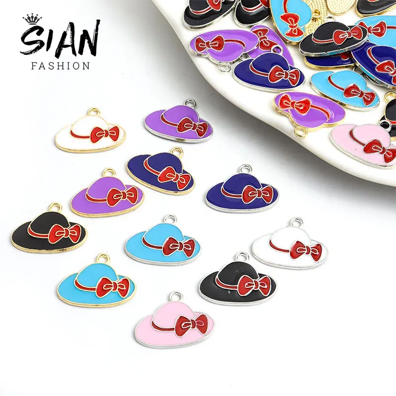 10pcs 16x22mm Lovely Enamel Bowknot Sun Hat Pendant Charm Zinc Alloy Charm Handmade Accessories DIY Earrings Making Finding Gift
10pcs 16x22mm Lovely Enamel Bowknot Sun Hat Pendant Charm Zinc Alloy Charm Handmade Accessories DIY Earrings Making Finding Gift