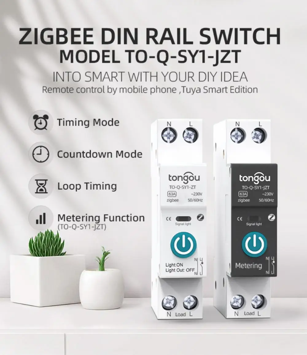 Tuya Zigbee Circuit Breaker 1P 63A Din Rail For Smart Home Wireless Remote Control Switch By APP (Without Metering )
Tuya Zigbee Circuit Breaker 1P 63A Din Rail For Smart Home Wireless Remote Control Switch By APP (Without Metering )