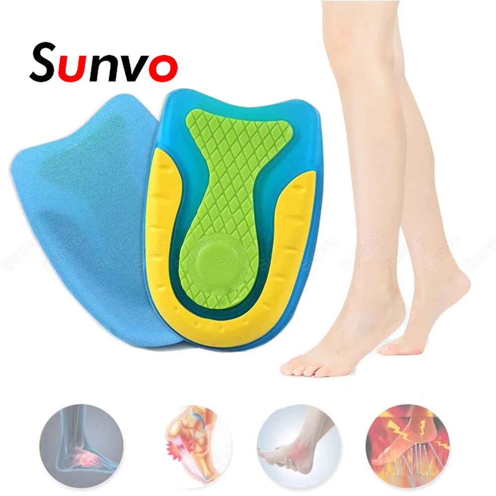 

Sunvo Silicone Pads for Women Men Heel Cups Pads for Spur And Fascitis Plantar Pain Relief Gel Half Insoles for Shoes Inserts