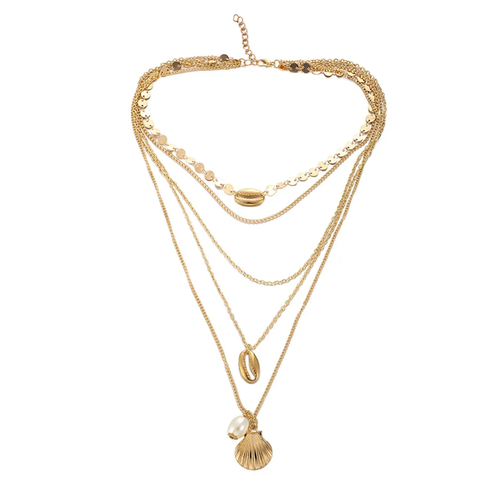 Pearl Shell Combination Jewelry Fashion Bohemian Multi-layer Sequins Necklace Necklaces & Pendants
Pearl Shell Combination Jewelry Fashion Bohemian Multi-layer Sequins Necklace Necklaces & Pendants