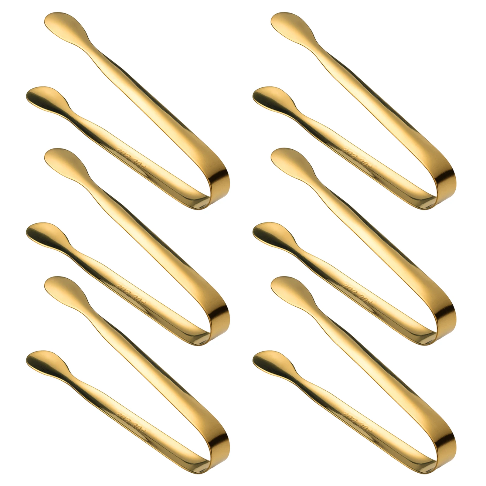 

6pcs Stainless Steel Food Serving Gold Kitchen Utensils Smooth Handle Durable Lightweight Rust Proof Parties Ice Tongs Candy Bar