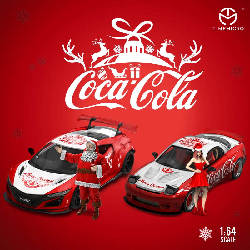 

Coca Cola TimeMicro 1:64 Mazda RX-7/Honda NSX Christmas with Figure Limited Edition Diecast Model Car