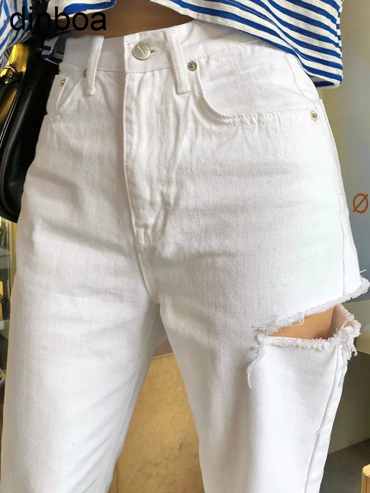 Dinboa-rockmore Cotton High Waisted Jeans with Holes White Pockets Casual Straight Pants Wide Leg Y2k Pants Streetwear Trousers
Dinboa-rockmore Cotton High Waisted Jeans with Holes White Pockets Casual Straight Pants Wide Leg Y2k Pants Streetwear Trousers
