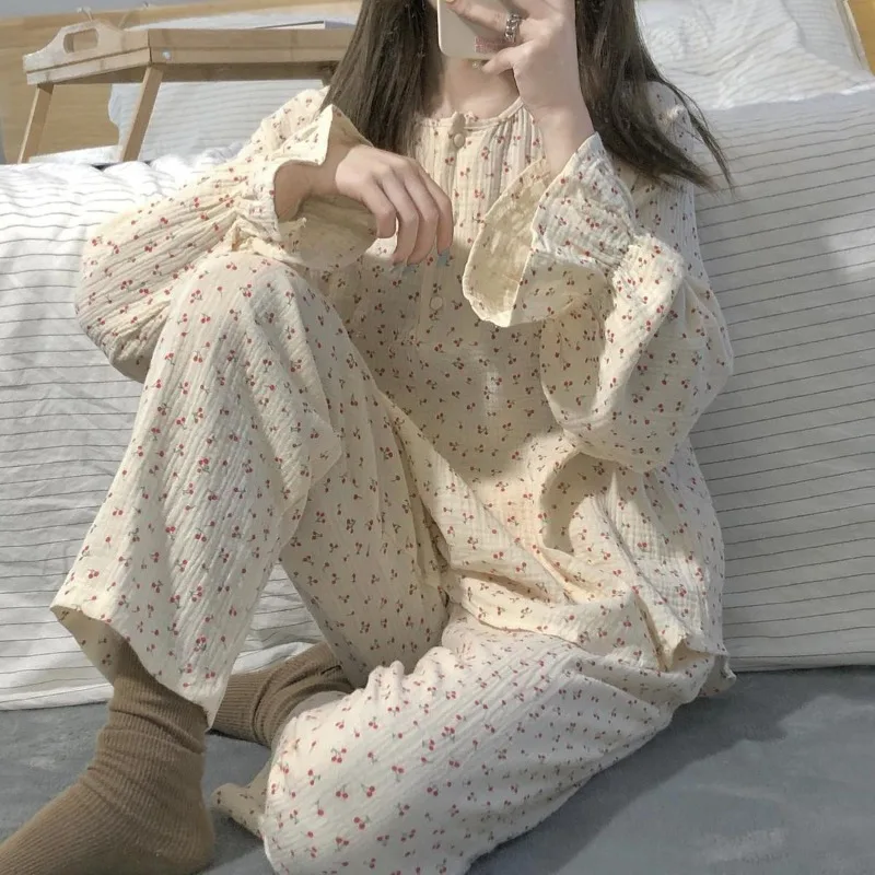 New Pajama Sets Women Spring Soft Trendy Print Flare Sleeve Sleepwear Loose Korean Style Leisure Daily Comfortable Home Pyjamas
New Pajama Sets Women Spring Soft Trendy Print Flare Sleeve Sleepwear Loose Korean Style Leisure Daily Comfortable Home Pyjamas