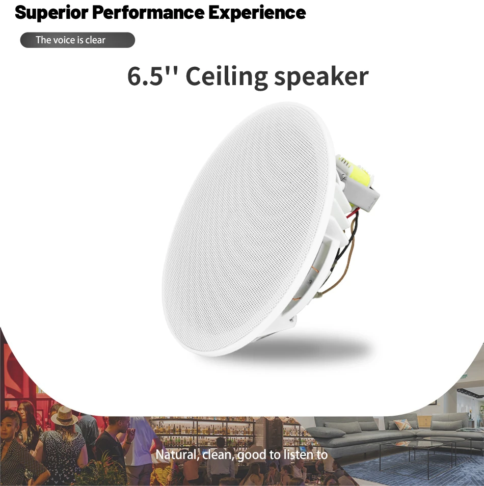 

Ceiling Speakers 6.5-inch 10W Loudspeaker ABS Environmentally Friendly Plastic Full Metal Mesh for Public Address System
