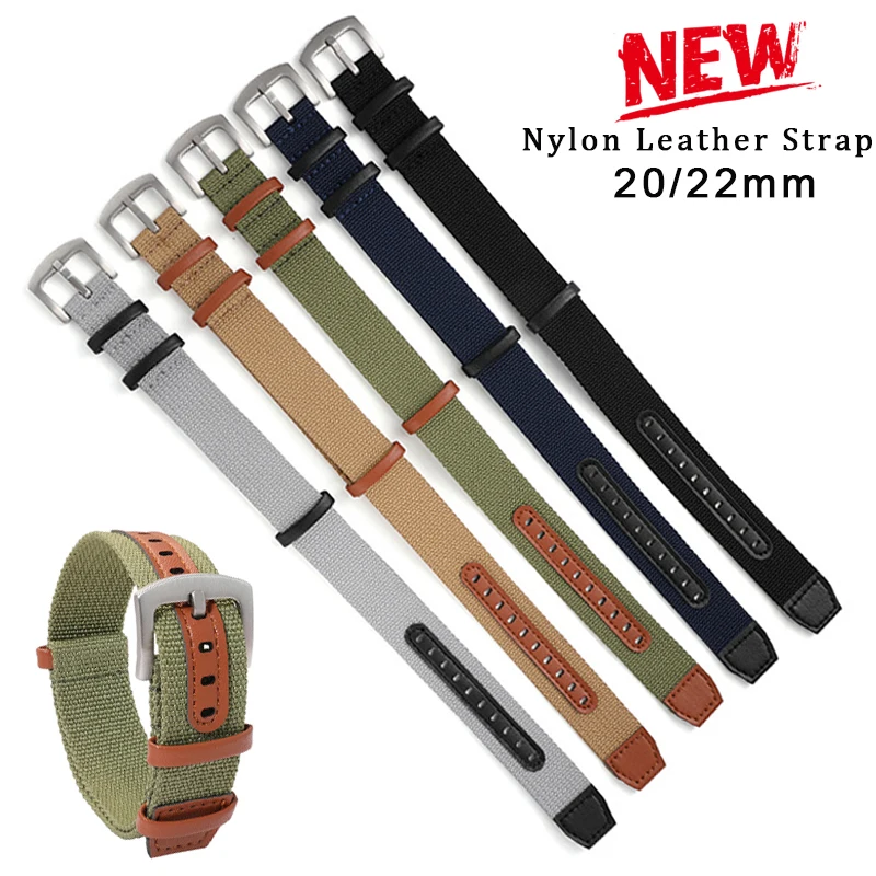 

Nylon Leather Strap 20mm 22mm Watchband Genuine Leather Weave Replacement Bracelet for Hamilton Khaki Field Wristband Sport Band