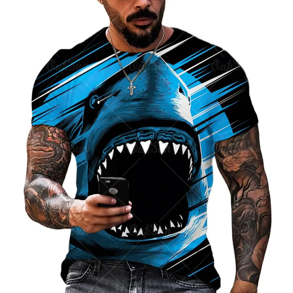 Men's Short Sleeve T-shirt Ferocious Tiger Wolf Shark Print Fashion O-neck Slim Trend All Match Comfortable Oversized Shirts 6XL
Men's Short Sleeve T-shirt Ferocious Tiger Wolf Shark Print Fashion O-neck Slim Trend All Match Comfortable Oversized Shirts 6XL