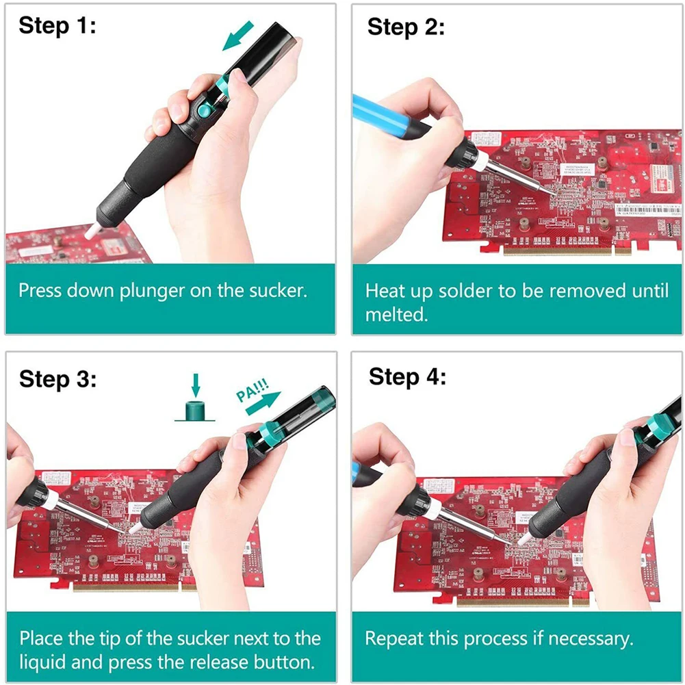 Desoldering Pump Sucker 210 Length Welding Soldering Iron Braid Suction Removal 150℃ Tin Suction Tape Kit Welding Parts
Desoldering Pump Sucker 210 Length Welding Soldering Iron Braid Suction Removal 150℃ Tin Suction Tape Kit Welding Parts