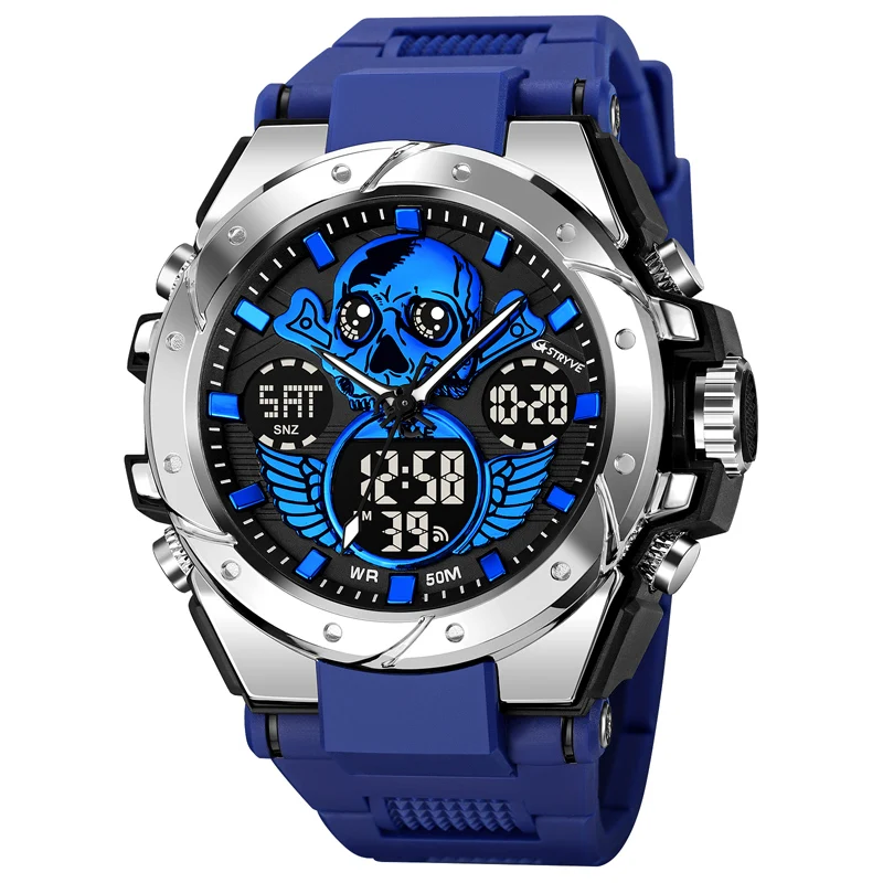 Men Watch STRYVE S8008 Creative Skull Design Digital-Analog Dual Display Quartz Watch Waterproof Sport Watch Multifunctional
Men Watch STRYVE S8008 Creative Skull Design Digital-Analog Dual Display Quartz Watch Waterproof Sport Watch Multifunctional