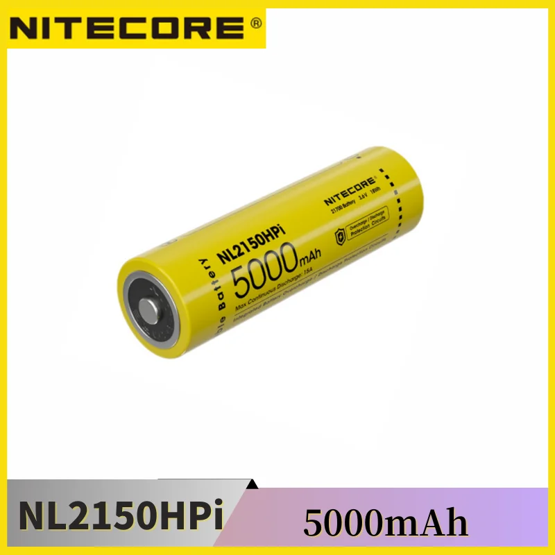 

NITECORE NL2150HPi 21700 Battery 5000mAh 3.6V 18Wh max Continuous Discharge Current 15A Flashlight battery