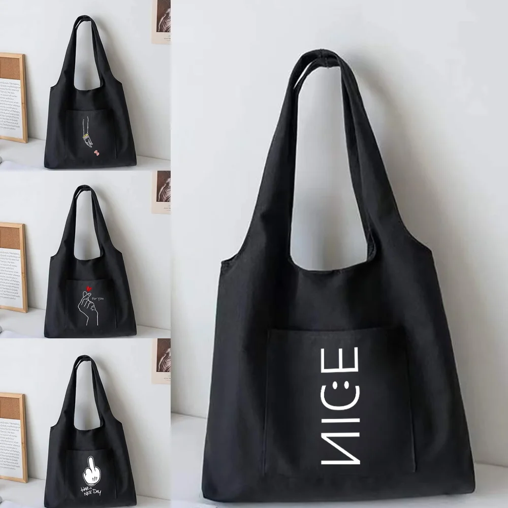 Ins New Women Canvas Vest Shoulder Bag Big Capacity Shopping Bags White Picture Pattern Tote Bags Reusable Sundries Shopper Bags
Ins New Women Canvas Vest Shoulder Bag Big Capacity Shopping Bags White Picture Pattern Tote Bags Reusable Sundries Shopper Bags