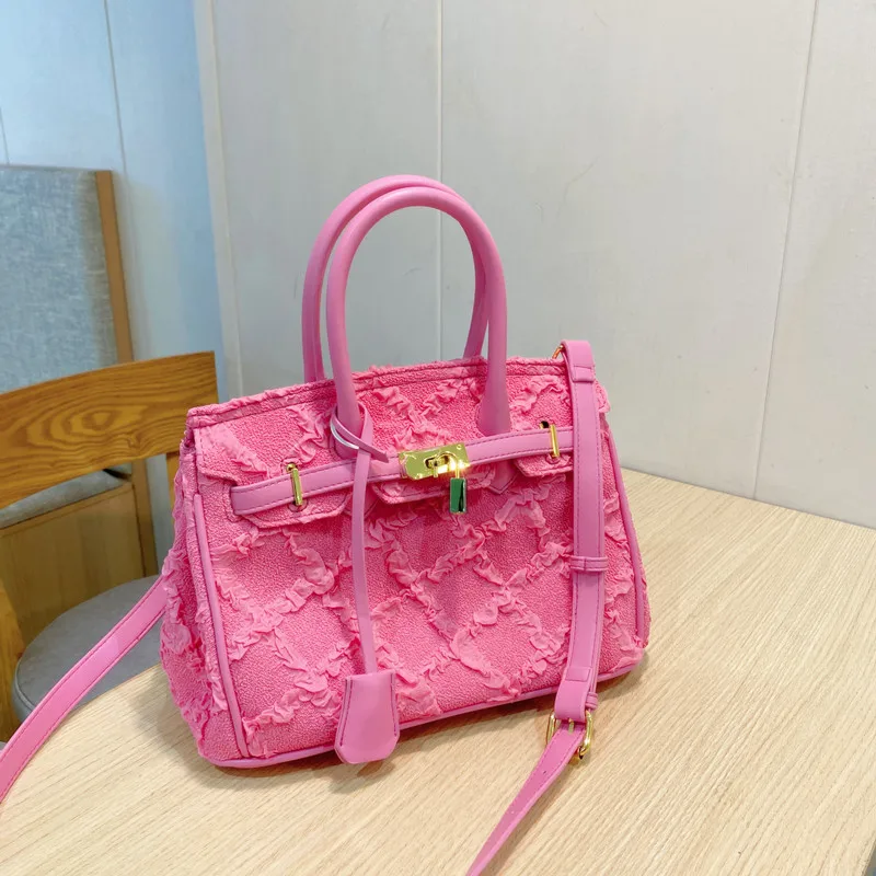 Women Handbag Canvas Contrast Barbie Pink Large Capacity One Shoulder Crossbody Bag
Women Handbag Canvas Contrast Barbie Pink Large Capacity One Shoulder Crossbody Bag