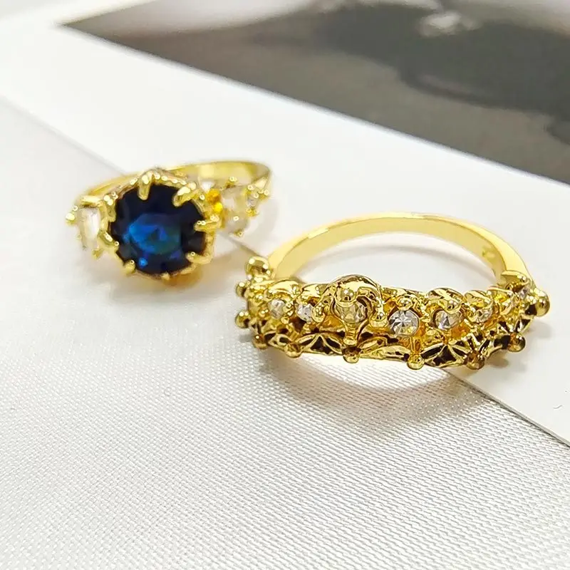 New 2 Piece Fashion Royal Blue Faceted Zircon Ring Set Jewelry for Women Girl Engagement Party Jewelry Gifts
New 2 Piece Fashion Royal Blue Faceted Zircon Ring Set Jewelry for Women Girl Engagement Party Jewelry Gifts
