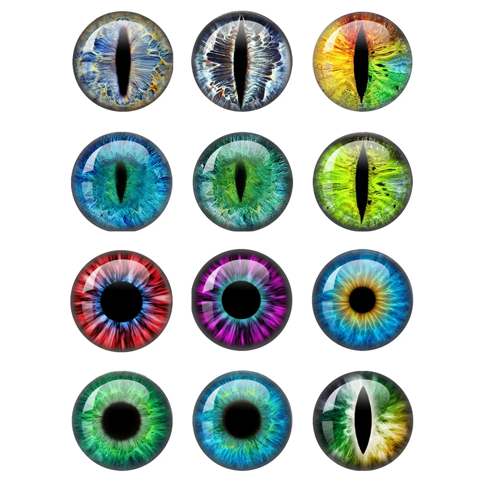 12pcs/Lot 10mm/12mm/14mm/16mm/18mm/20mm/25mm Animal Cat Dragon Eyes Handmade Photo Round Glass Cabochons Making Findingsjewelry
12pcs/Lot 10mm/12mm/14mm/16mm/18mm/20mm/25mm Animal Cat Dragon Eyes Handmade Photo Round Glass Cabochons Making Findingsjewelry
