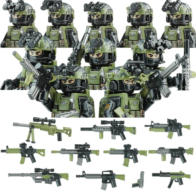 

British Special Air Service Regiment Figures Building Blocks City Police UK Special Forces Army Soldier Military Weapons Toys