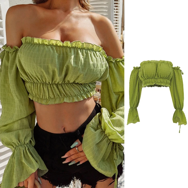 Женский винтажный укороченный топ на завязках с пышными длинными рукавами, пикантная однотонная облегающая блузка-труба с оборками и откры...
Женский винтажный укороченный топ на завязках с пышными длинными рукавами, пикантная однотонная облегающая блузка-труба с оборками и откры...